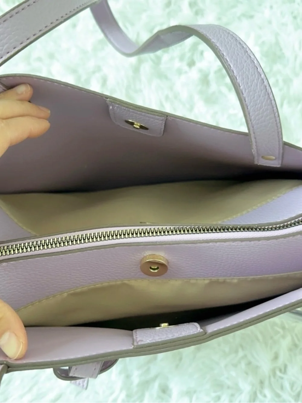 Nanette Lepore Lavender Tote Leather Tote with Knot Accent